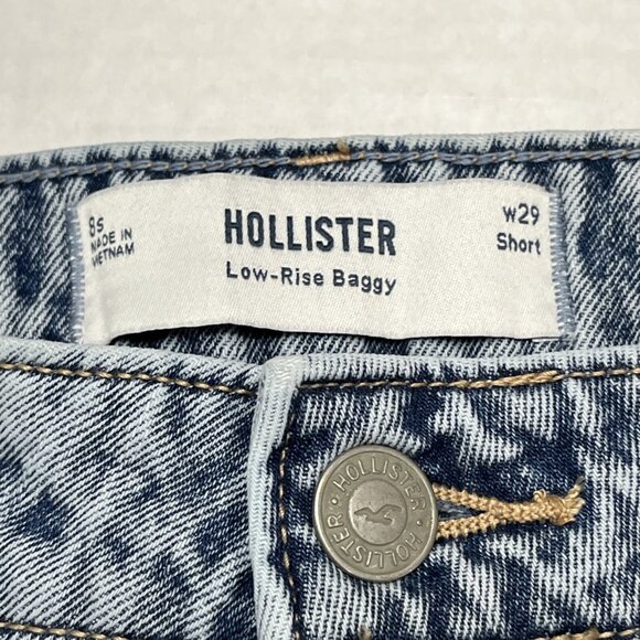 Hollister Y2K Jeans Womens 8P 29‎ Short Low Rise Baggy Vintage Wash Denim Skater - Picture 9 of 11